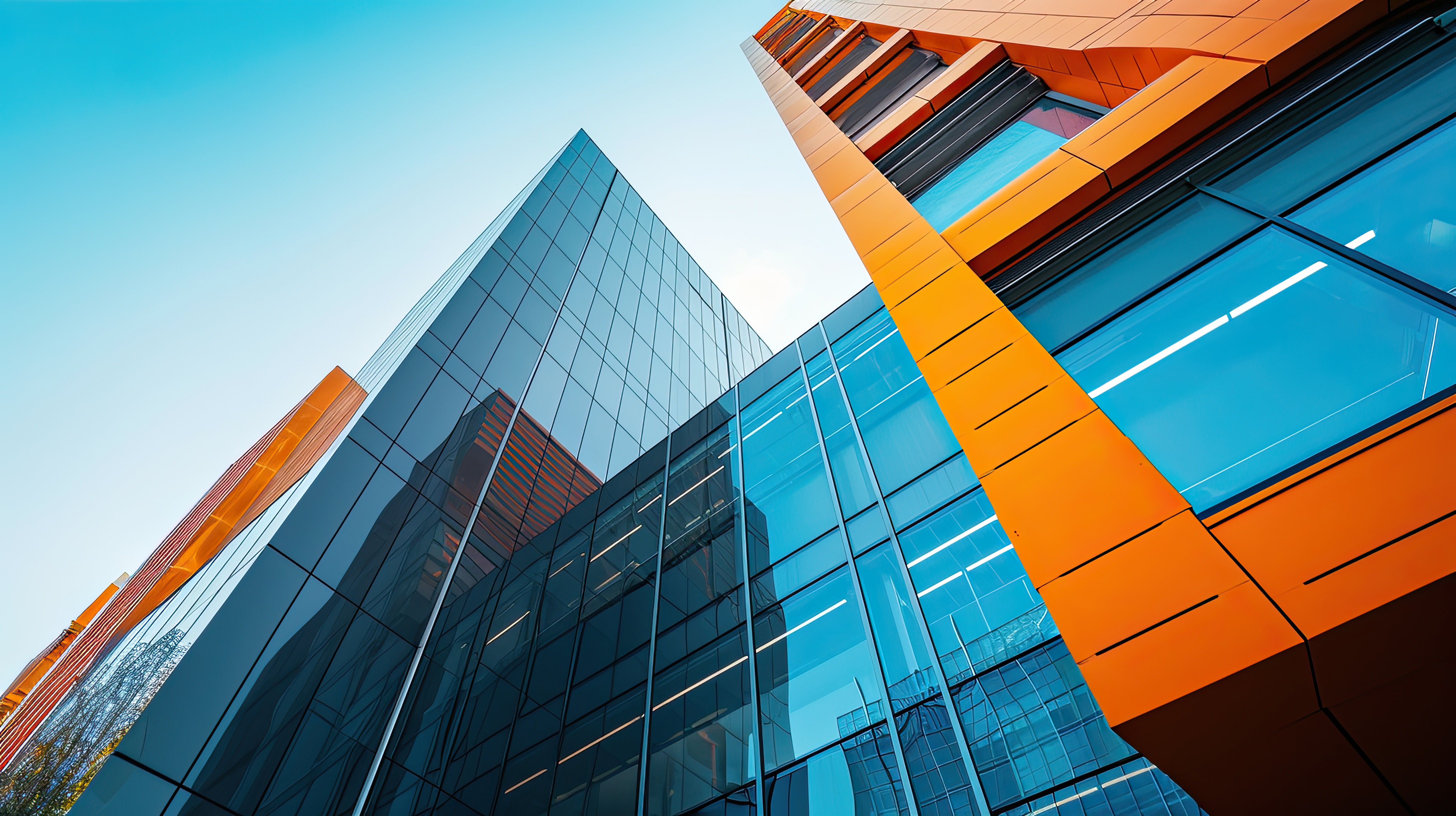 Glass building with orange siding