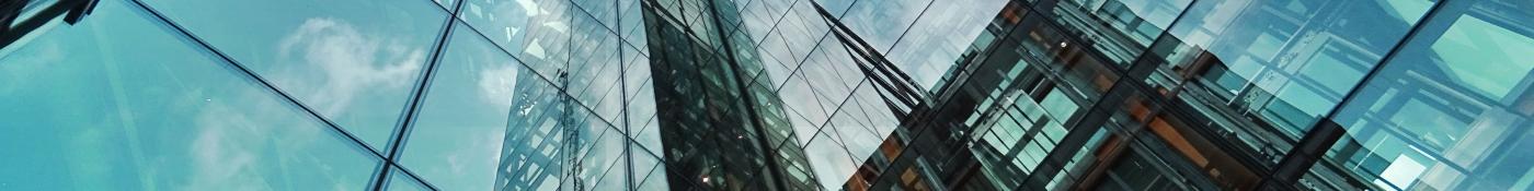 Reflections in glass panes of building