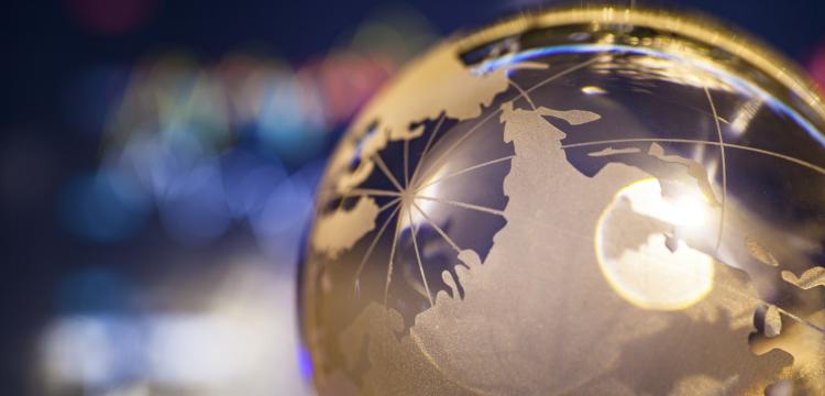Globe with light reflecting