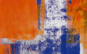 Abstract painting art orange and blue