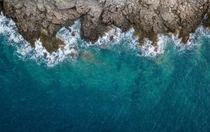 Aerial view of sea waves and fantastic Rocky coast, Montenegro