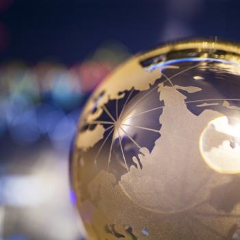 Globe with light reflecting